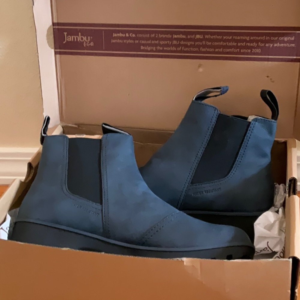 Jambu Navy Water Resistance Pull On Ankle Boots